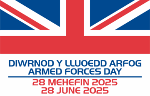 Armed Forces Day logo in welsh and english
